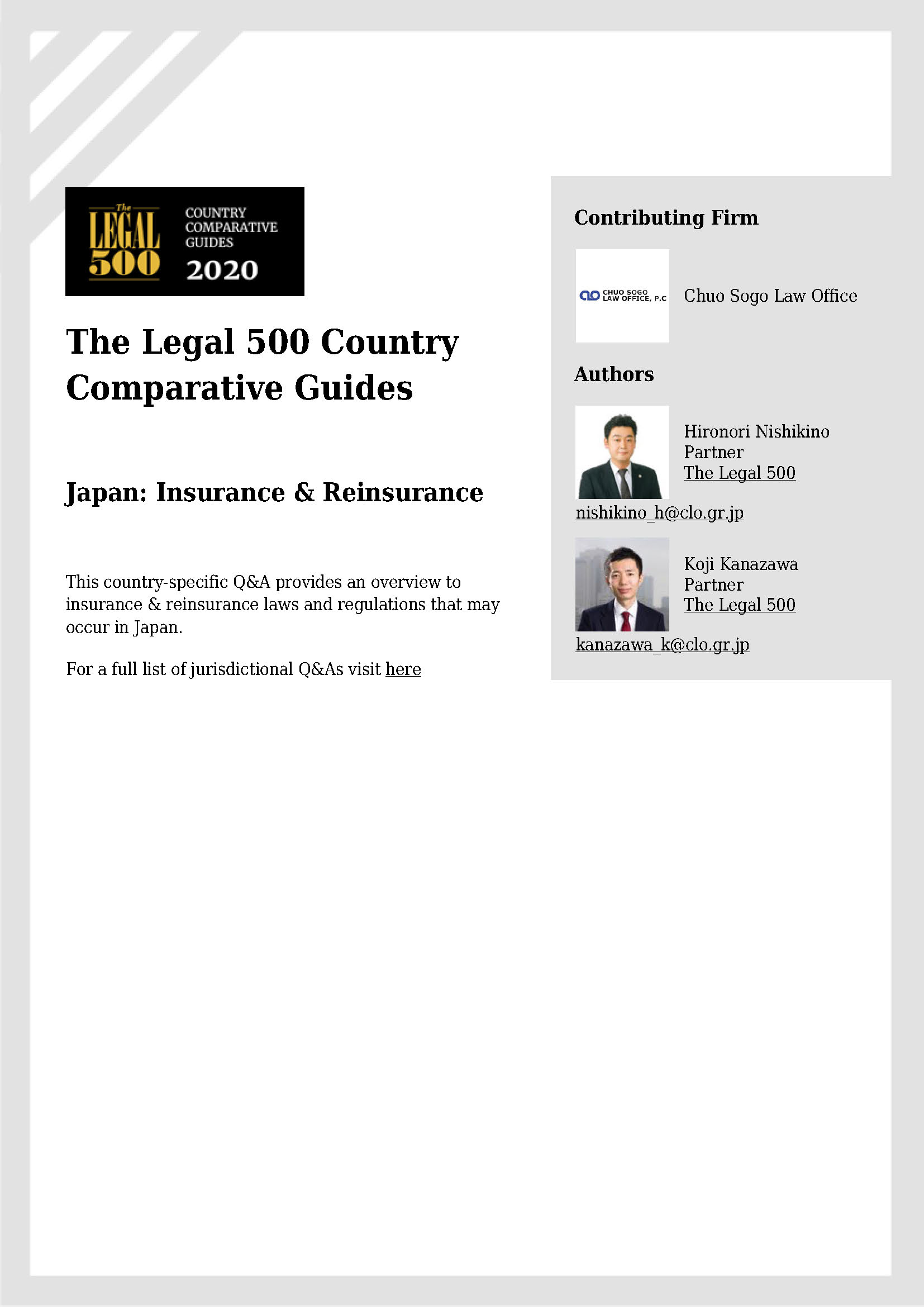 The Legal 500: 4th Edition Insurance & Reinsurance Comparative Guide